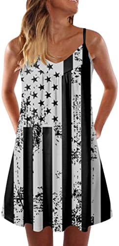 MIASHUI günlük elbiseler Kadınlar için Diz Boyu Bağımsızlık Günü kadınlar için Amerikan 4 Temmuz Baskılı Yüksek Düşük