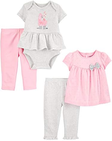Carter'ın Bebek Kızlarının 4 Parçalı Bodysuit ve Pantolon Setinden Simple Joys
