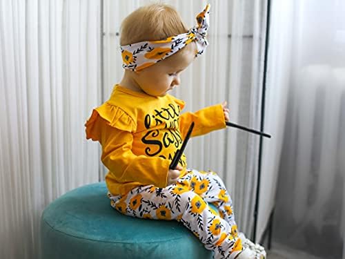 3 Adet Bebek Kız Giysileri Uzun Kollu Mektup Üstleri Rahat Pantolon ve Kafa Bandı Kıyafet Seti