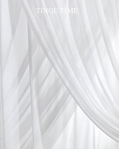 TİNGE ZAMAN Çift Katmanlı Düğün Beyaz Zemin Perdeleri 10Ft, Kırışıklık-Ücretsiz Düğün Kemer Sırf Dökümlü Kumaş Gelin