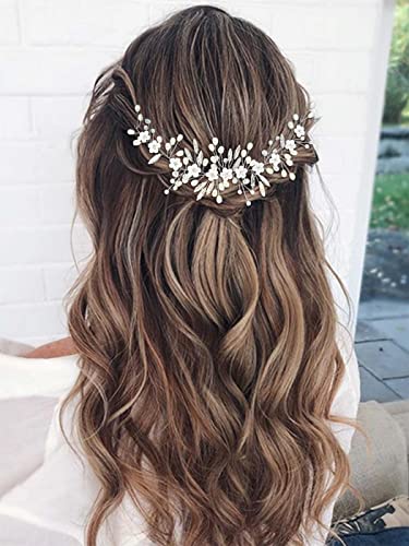 GORAİS Çiçek Gelin Düğün Saç Vine Gümüş Kristal Gelin saç parçası Inci Kafa Bandı saç aksesuarları Kadınlar ve Kızlar