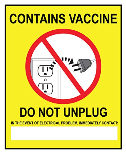 Buzdolabı Etiketi, Aşı İçerir Fişini Çekmeyin, 6 x 4, Basınca Duyarlı Yapıştırıcı, 2/Paket