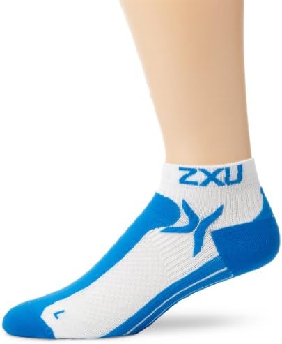 2XU Erkek Performans Düşük Katlı Çorap, Beyaz / Peygamber Çiçeği Mavisi, Büyük / X-Large