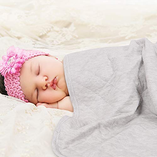 EMME 3 Katmanlı Pamuklu Bebek Battaniyesi 40”x 40, Rahat Jarse Örme Çocuk Örtüleri, Her Mevsim için Hafif Yürümeye