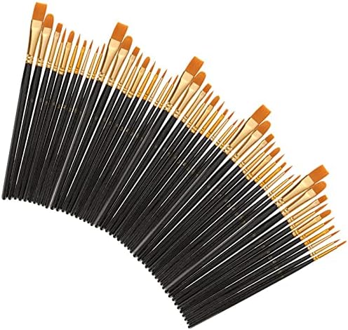 Yağlıboya 50 Adet Naylon Saç boya fırçası Seti Sanatçı Boya Fırçası Çok Çoklu Manikür Fırçası Çivi temizlemek