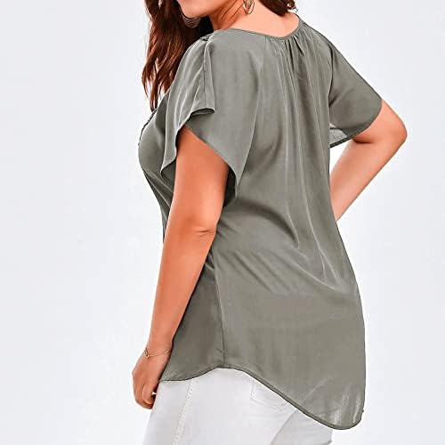 Camiseta Lisa Talla Grande para Mujer Blusa holgada Verano 2023 Camisetas Manga Corta Cuello Redondo ropa para Mujer