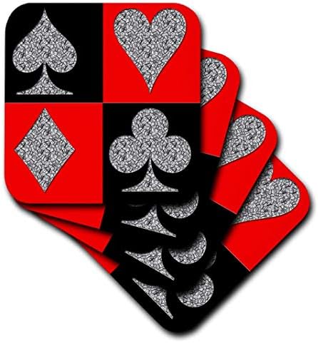 3dRose CST_218679_2 Poker Dört bir tür As Serin Tasarım Popüler Görüntü Yumuşak Bardak Altlığı (8'li Set)