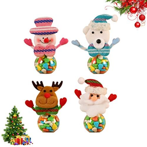 NUOBESTY yılbaşı dekoru Masaüstü Dekor 4 adet Noel şeker kavanozu Elk Santa Kardan Adam Plastik Kavanoz Hediye Şişe