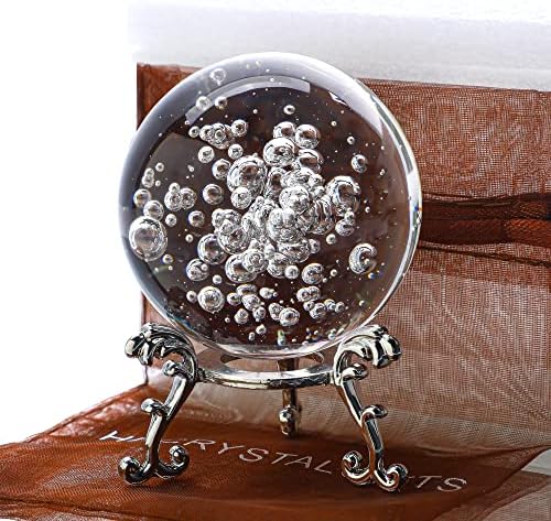 kanpura 2.3 inç (60mm) kabarcık Kristal Top Paperweight, cam Dekoratif Top ile Standı, Lensball Fotoğraf Bakan Kehanet
