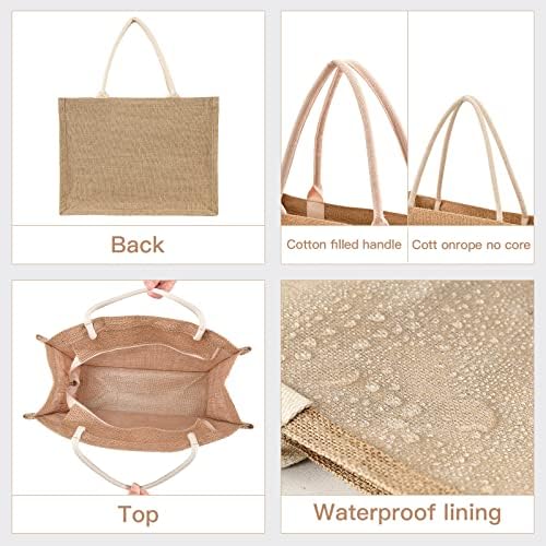MNSRUU Özel Bez Çantalar Kulplu Yeniden Kullanılabilir Çuval Bezi Çantası, Kişiselleştirilmiş Jüt Çantalar, Çiçekli