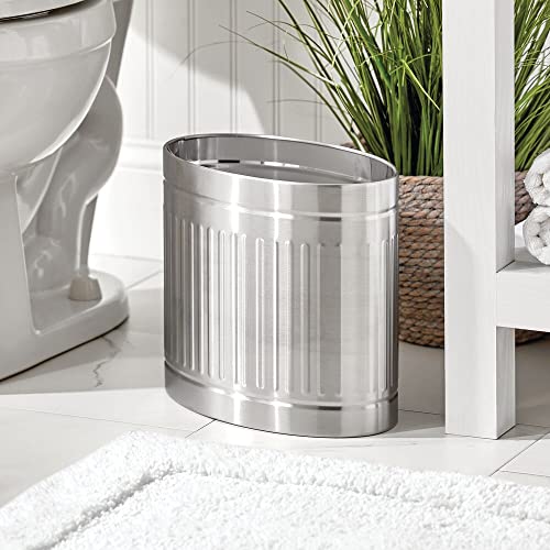 mDesıgn İnce Oval Çelik Metal 2.25 Galon/ 8.5 Litre Çöp Tenekesi Çöp Kovası, Banyo için Çöp Kutusu, Mutfak, Yatak
