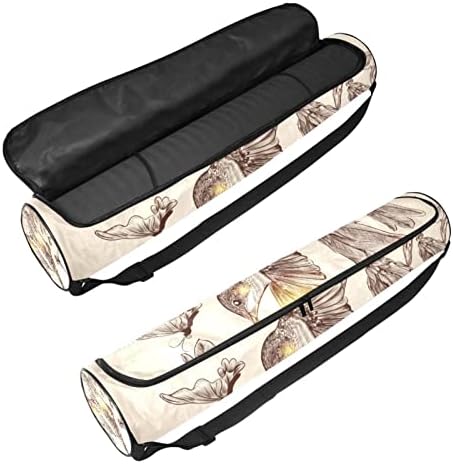 RATGDN Yoga Mat Çantası, Uğultu Kuş Kelebekler egzersiz yoga matı Taşıyıcı Tam Zip Yoga Mat Taşıma Çantası Ayarlanabilir