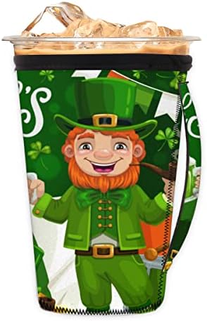 Aziz Patrick Günü Yeşil Cam Yonca Yeşil Şapka (3) Kulplu Yeniden Kullanılabilir Buzlu Kahve Kılıfı Soda, Latte, Çay,