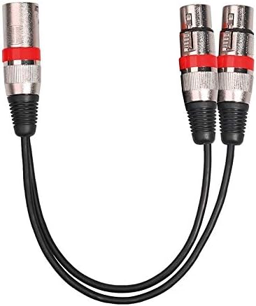 Köprü 2055MFF-03 2 İn1 XLR Erkek Çift Dişi Mikrofon Ses Kablosu, Uzunluk: 0.3 m(Siyah). (Renk: Kırmızı)