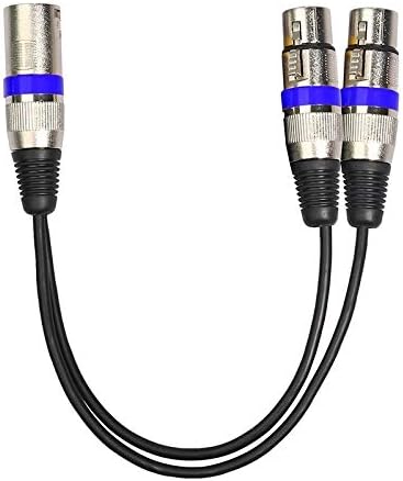 Köprü 2055MFF-03 2 İn1 XLR Erkek Çift Dişi Mikrofon Ses Kablosu, Uzunluk: 0.3 m(Siyah). (Renk: Mavi)