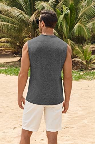 Gafeng Erkek Egzersiz Tankı Üstleri Kas Kesim Gömlek Kolsuz Vücut Geliştirme Spor Pamuklu T-Shirt