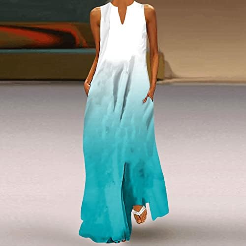 Moda Kadın günlük elbiseler Vintage Bayan yaz elbisesi Kolsuz V Boyun Maxi Elbise Zarif Plaj Uzun Yaprak