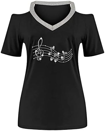 Bayanlar 2023 Soğuk Omuz Derin V Boyun Pamuk Grafik Bluz Gömlek Yaz Sonbahar Kısa Kollu Üst Genç Kızlar için KK