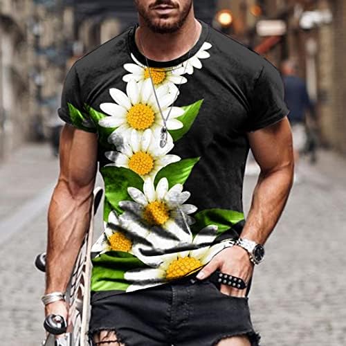 Erkek Grafik T-Shirt Çiçekler Sevimli Moda Gömlek Casual Ekip Boyun Tee Gömlek Yaz Kısa Kollu Yumuşak Rahat Üstleri