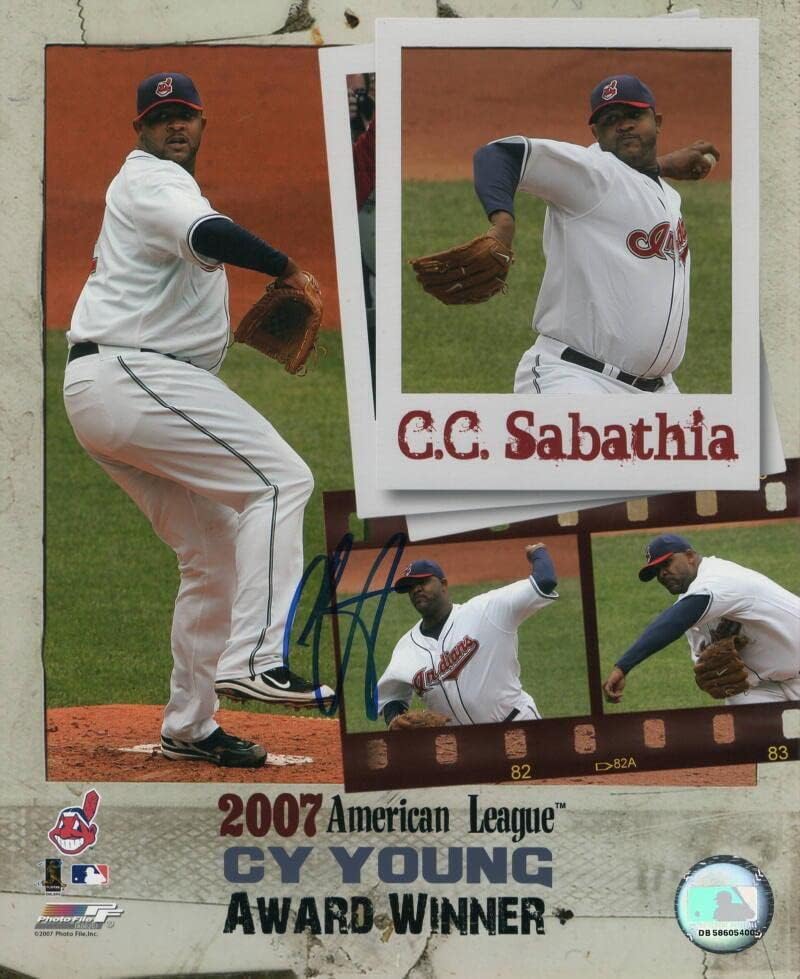 Cc Sabathia İmzalı İmza 8x10 Fotoğraf Dosyası Fotoğrafı-Cleveland Indians Cy Young - İmzalı MLB Fotoğrafları