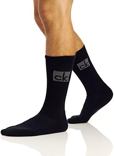 Calvin Klein Erkek Scotty Büyük Logo Yastık Mürettebat Çorapları - 3'lü Paket, Siyah, Büyük