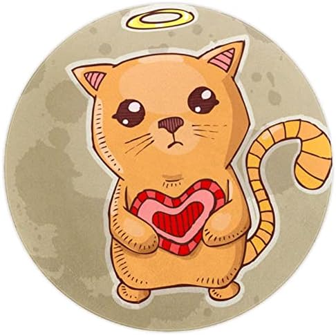 LLNSUPPLY Yuvarlak Çocuk Oyun Alanı Halı Açı Kedi Tutun Kırmızı Kalp Kreş Halı Pedi Yumuşak Katlanabilir çocuk oyun