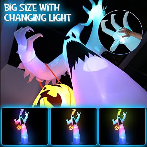 12 Ayaklar Cadılar Bayramı şişme hayalet açık Dacoration, Airblown şişme kabak ve hayalet ile LED RGB renk değiştirme