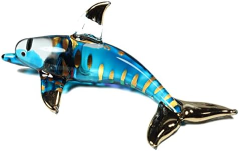 Sanat Minyatür El Üflemeli Cam Renk Boyalı Yunus DENİZ Hayvanları Figürleri