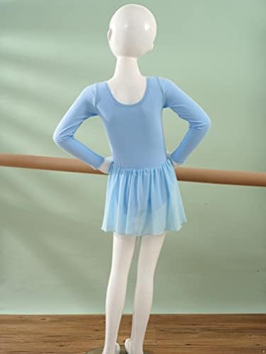 TiaoBug Çocuk Kız Klasik Uzun Kollu Bale Dans Tutu Elbise Jimnastik Leotard