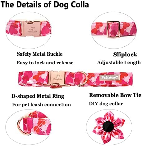 Babole köpek tasması ile Çiçek Kravat Pembe köpek tasması Kız Ayarlanabilir Yaka Emniyet Metal Toka ile Küçük Orta