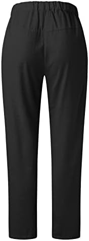 Mackneog Gevşek Fit Düz Renk Geniş Bacak Kapriler Yaz Keten Geniş Bacak kapri pantolonlar Cepler ile Rahat Bayan