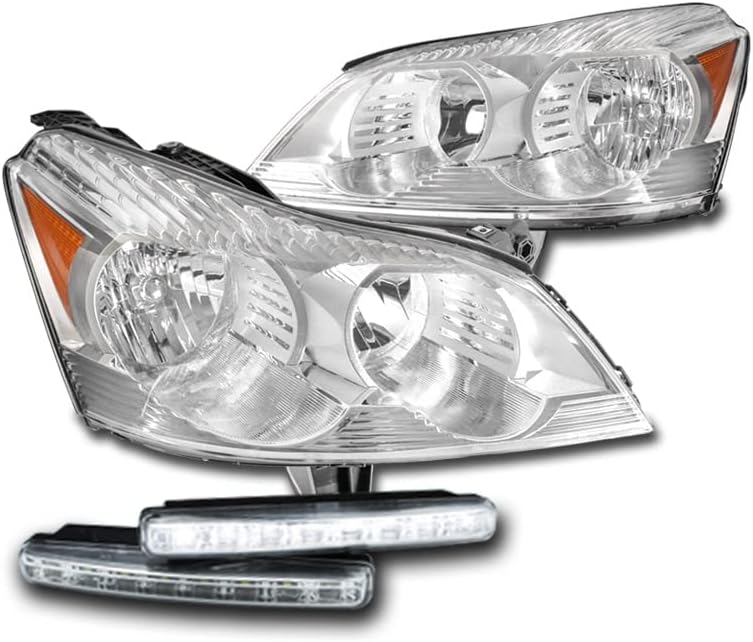 ZMAUTOPARTS Yedek Krom Farlar Farlar 6 Beyaz LED DRL ışıkları 2009-2012 Chevy Traverse LS / LT