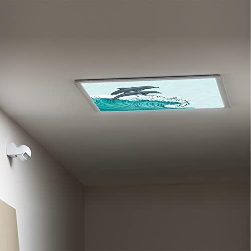 Sınıf ofisi için floresan ışık kapakları-Deniz Hayvanları Deseni-Sınıf ofisi için floresan ışık kapakları - 2ft x