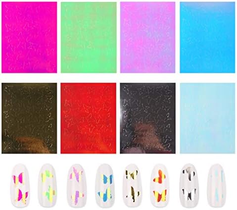 Kelebek Tırnak Sticker, FİTDON 16 adet Holografik Kelebek Tırnak Sanat Çıkartmaları 3D Vinil Tırnak Şablon Çivi Manikür
