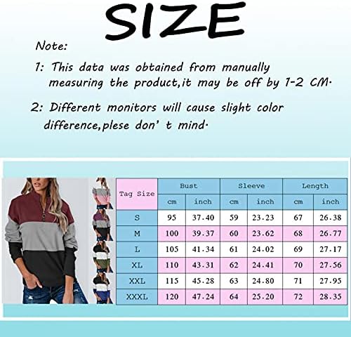 Kadın Çeyrek Zip Hafif Kazak Tişörtü Renk Bloğu Standı Yaka Uzun Kollu Casual Bluz Tops
