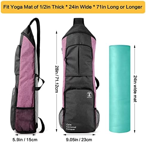 WARRİOR2 Yoga Mat Tutucu Taşıyıcı, Yoga Sırt Çantası Uyar 1/2 İnç Kalın Mat, Büyük Cepler ve Su Şişesi Tutucular
