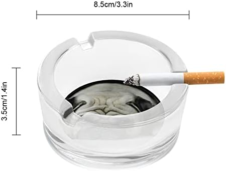 Sevimli Pet Pug Baskı Sigara Cam Kül Tablaları Yuvarlak Sigara Tutucu kül tablası Ev Otel Masa üstü dekorasyon