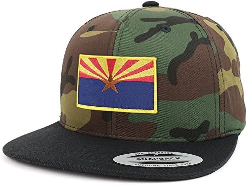 Armycrew Arizona Eyalet Bayrağı Yama İki Ton Camo Siyah Flatbill Snapback Beyzbol Şapkası