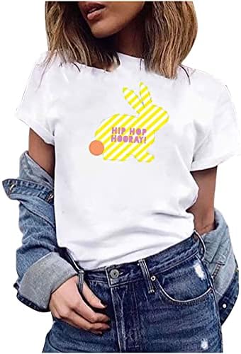Grafik Gevşek Fit T Shirt Kızlar için Kısa Kollu Crewneck Mutlu Paskalya Hediye Sevimli Hayvan Üstleri Gömlek Bayan