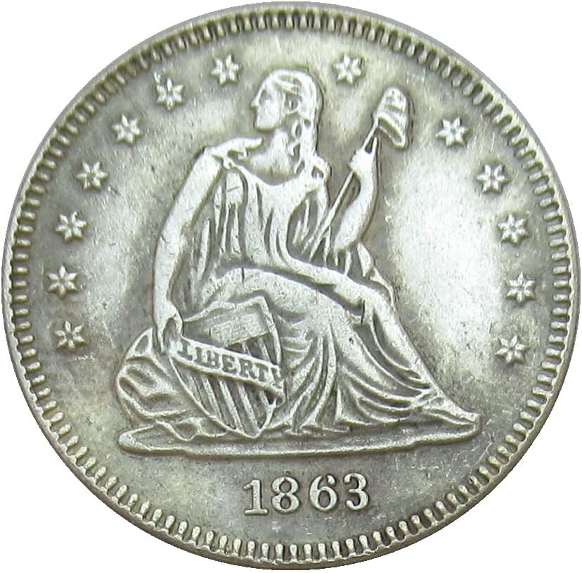 ABD 25 Cent Bayrağı 1863 Gümüş Kaplama Çoğaltma hatıra parası