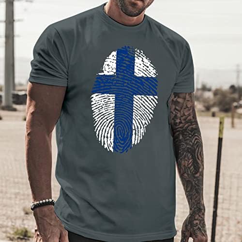 HDDK Erkek Asker Kısa Kollu T-Shirt Yaz Parmak İzi İnanç İsa Çapraz Baskı Üstleri Koşu Egzersiz Spor Temel Tee