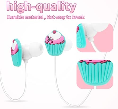 Moear Kablolu Kulaklıklar, Güzel 3.5 mm çizgi kahramanlı fincan Kek 3D Stereo Kulaklık Gürültü Yalıtımlı Kulaklık