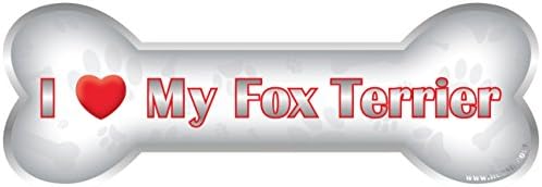 ıLeesh ı Love My Fox Terrier Kemik Araba Mıknatısı, Yansıtıcı Krom