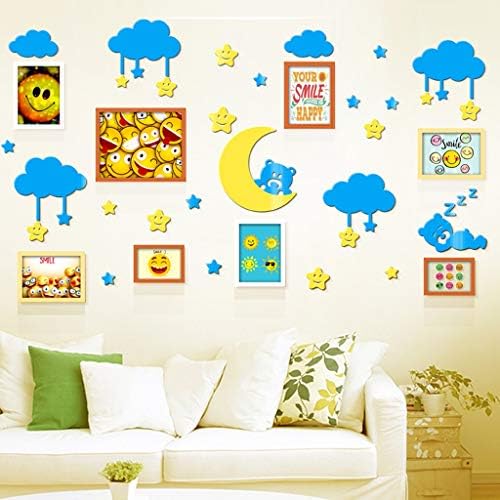 Duvar Sticker Kreş Anaokulu Çocuk Odası Dekor Yaratıcı Yıldız Ay Bulut Fotoğraf ahşap çatkı duvar Sticker fotoğraf