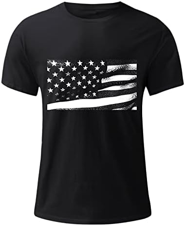 2023 Yeni Erkek Bağımsızlık Günü Bayrağı Yumuşak ve Rahat Küçük Baskılı Pamuklu T Shirt Yuvarlak Boyun Egzersiz Uzun