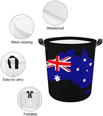 Avustralya Bayrağı Haritası çamaşır sepeti Sepet Çanta Çamaşır Kutusu saklama çantası Katlanabilir Uzun Kolları ile